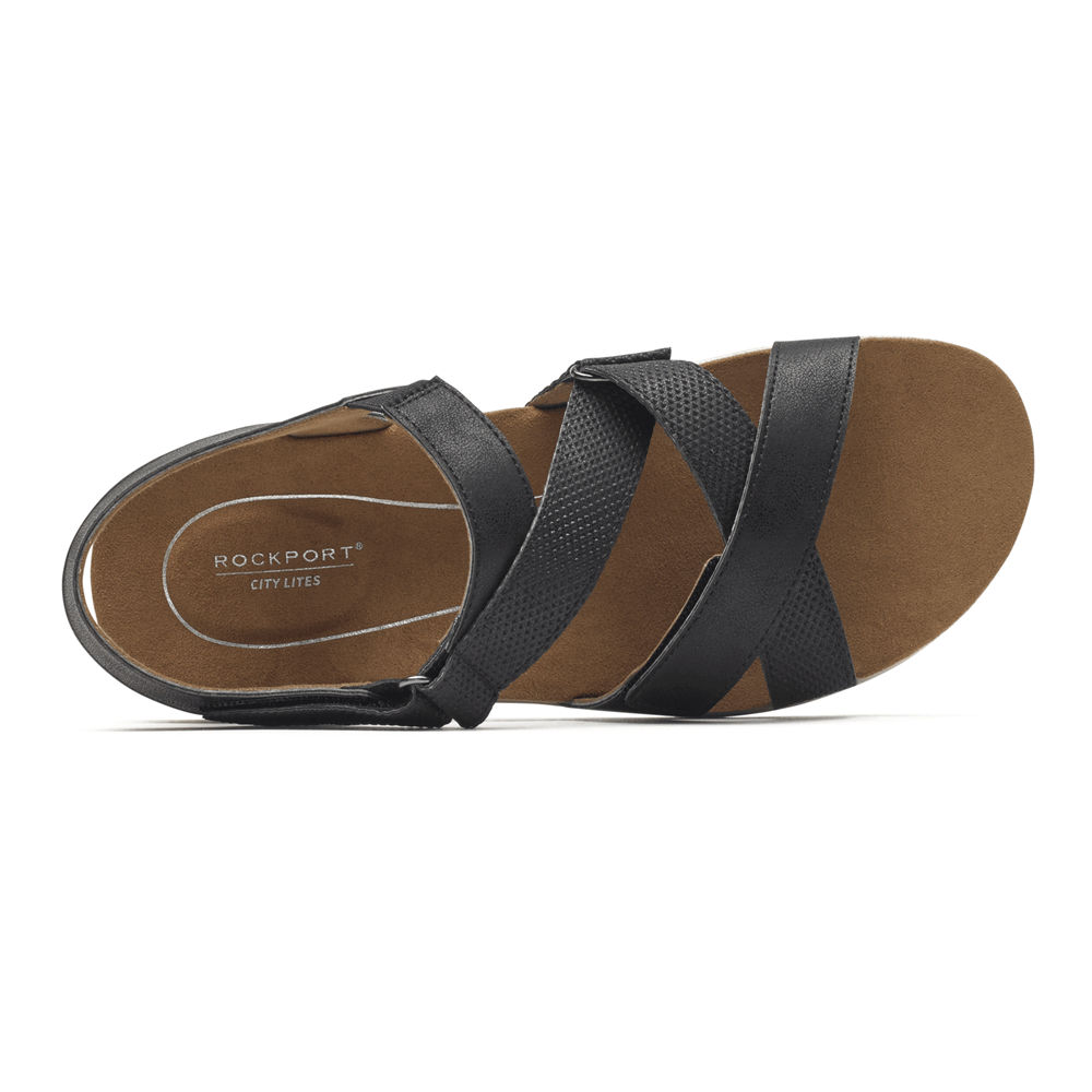 Sandálias Rockport Mulher Pretas - Eileen X-Strap - 15378HPZM